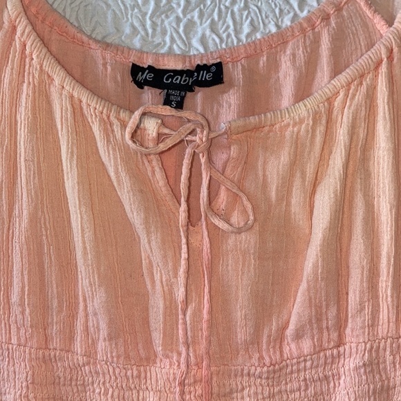 Mlle Gabrielle Cap Sleeve Keyhole Tie Cinched Waist Tiered Peasant Midi Dress - Picture 5 of 8